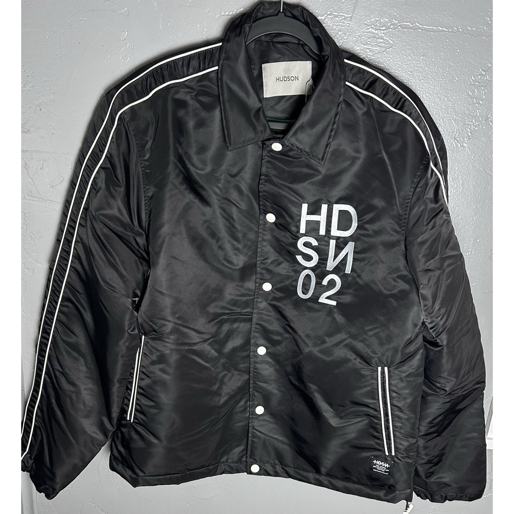 Men's Hudson Black Puffer Coat With Green Lining Size L Street Wear Warm